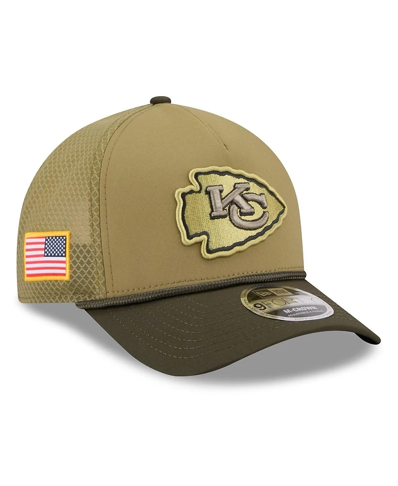 New Era Big Boys and Girls Green/Dark Green Kansas City Chiefs 2025 Salute to Service 9FORTY A-Frame Adjustable Hat