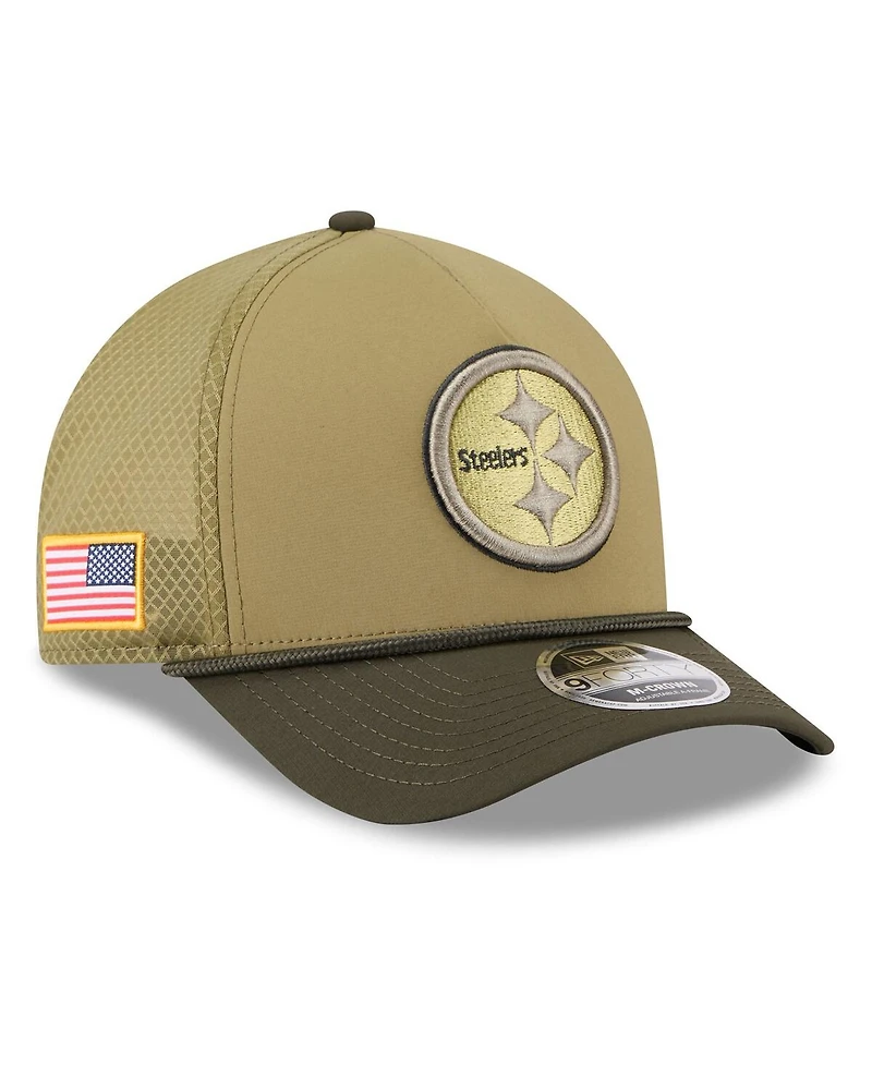 New Era Men's Green Pittsburgh Steelers 2025 Salute to Service 9FORTY A-Frame M-Crown Adjustable Hat