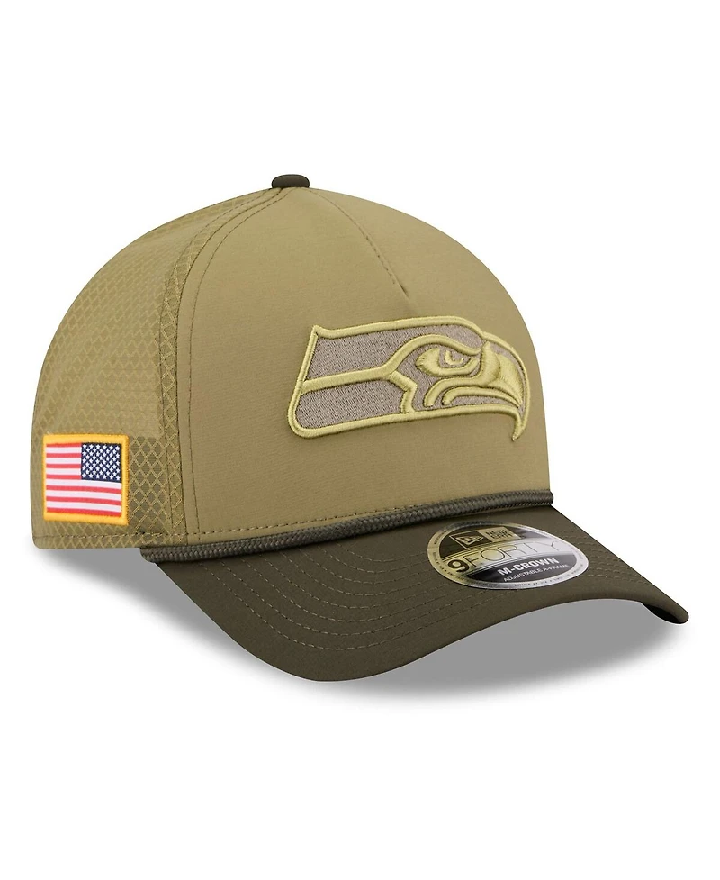 New Era Men's Green Seattle Seahawks 2025 Salute to Service 9FORTY A-Frame M-Crown Adjustable Hat