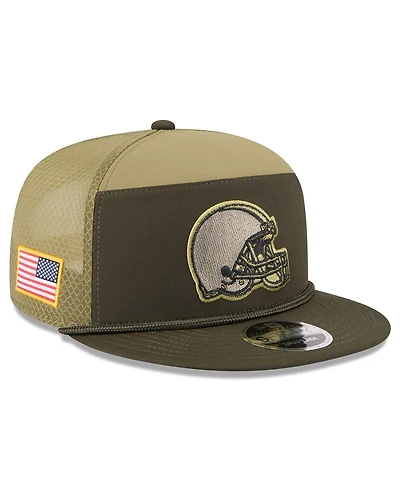 New Era Men's Dark Green Cleveland Browns 2025 Salute to Service Split Panel 9FIFTY Snapback Hat