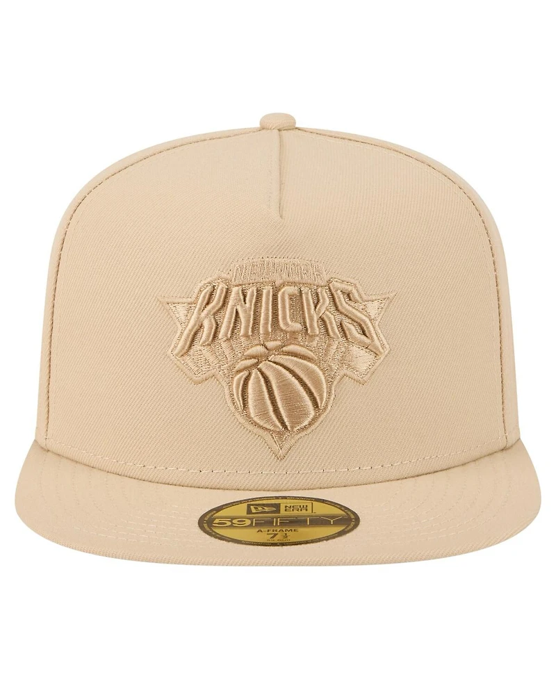 New Era Men's Khaki York Knicks Color Pack A-Frame 59FIFTY Fitted Hat