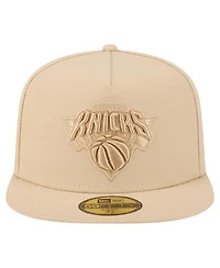 New Era Men's Khaki York Knicks Color Pack A-Frame 59FIFTY Fitted Hat