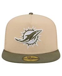 New Era Men's Beige/Olive Miami Dolphins Color Pack A-Frame 59FIFTY Fitted Hat