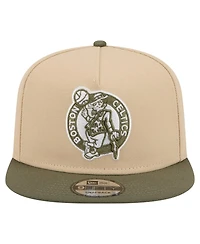 New Era Men's Khaki/Olive Boston Celtics Color Pack Two-Tone A-Frame 9FIFTY Snapback Hat