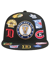 New Era Men's Black Original 6 Allover Logos 9FIFTY Snapback Hat