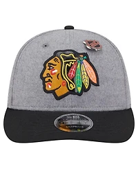 New Era Men's Gray/Black Chicago Blackhawks Wool Pin Low Profile 9FIFTY Snapback Hat