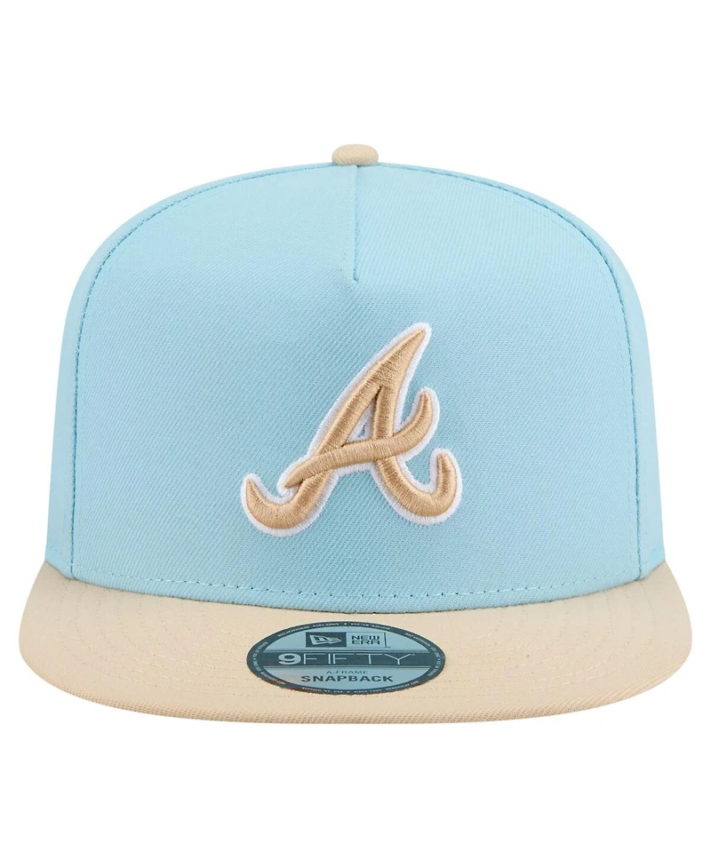 New Era Men's Light Blue/Light Beige Atlanta Braves Color Pack A-Frame 9FIFTY Snapback Hat