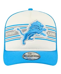 New Era Men's Cream/Blue Detroit Lions Banner A-Frame 9FIFTY Trucker Snapback Hat