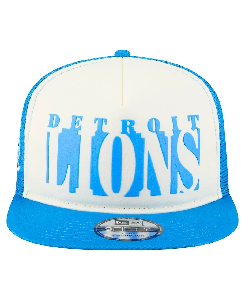 New Era Men's Cream/Blue Detroit Lions Cutout A-Frame 9FIFTY Snapback Hat