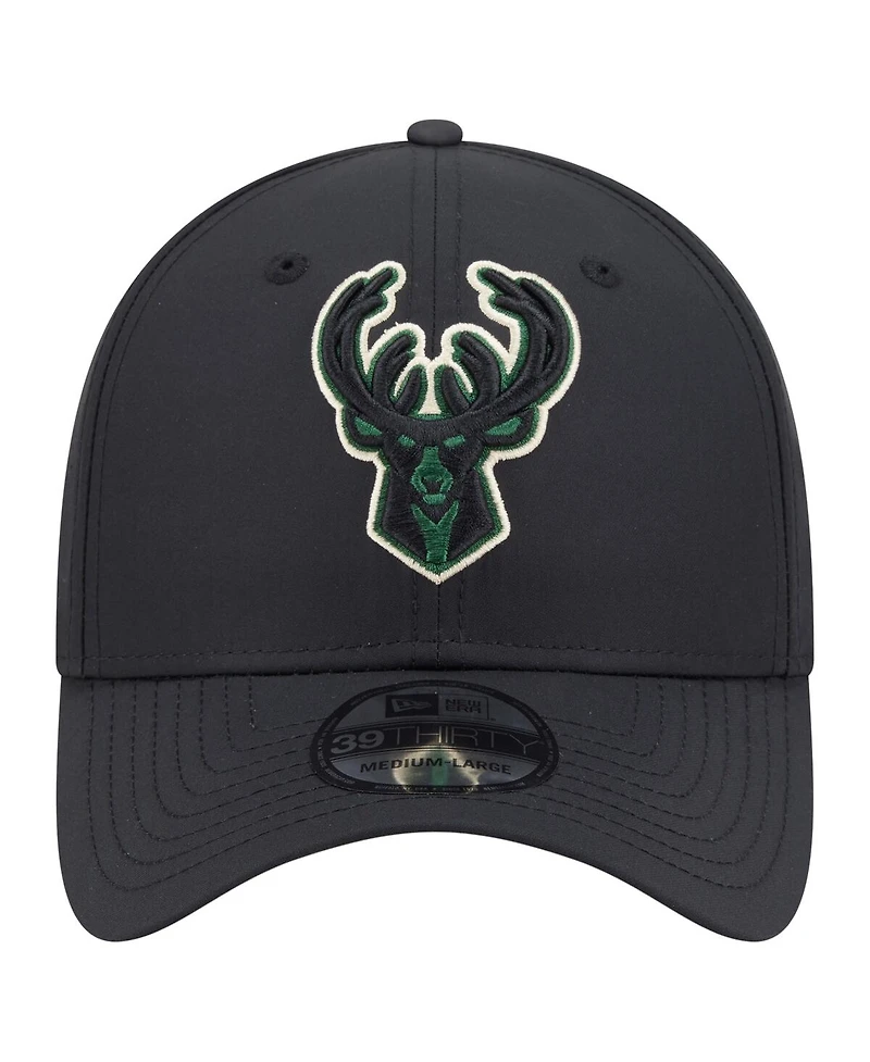 New Era Men's Black Milwaukee Bucks Night 39THIRTY Flex Hat