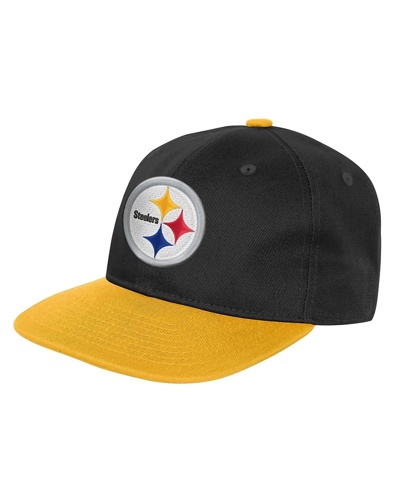 Outerstuff Big Boys and Girls Black Pittsburgh Steelers True Retro Adjustable Hat