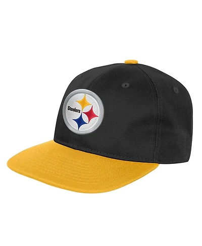 Outerstuff Big Boys and Girls Black Pittsburgh Steelers True Retro Adjustable Hat