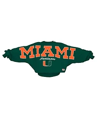 Pressbox Women's Green Miami Hurricanes Flannigan Oversized Dolman Pullover Sweatshirt
