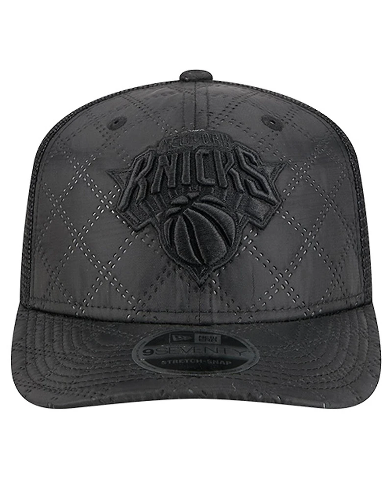 New Era Men's Black New York Knicks Quilted Nylon 9SEVENTY Trucker Adjustable Hat