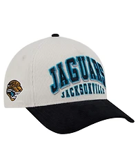 New Era Men's Cream/Black Jacksonville Jaguars Throwback Two-Tone Sided Corduroy 9FORTY A-Frame Adjustable Hat