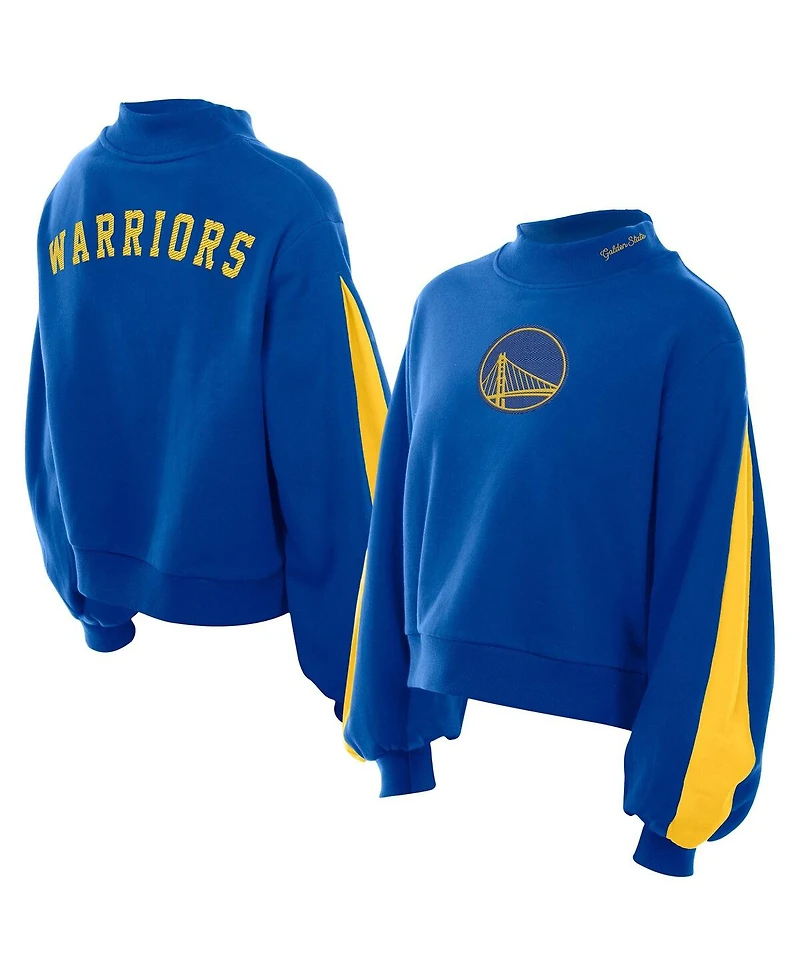 New Era Women's Royal Golden State Warriors Sport Night Balloon Sleeves Sweatshirt