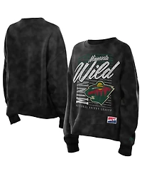 New Era Women's Black Minnesota Wild Oversized Throwback Mineral Wash Sweatshirt