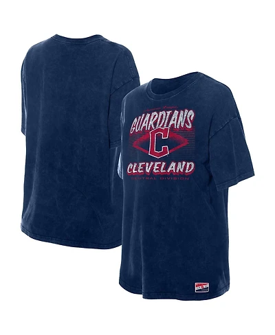 New Era Women's Navy Cleveland Guardians Mineral Wash Oversized T-Shirt
