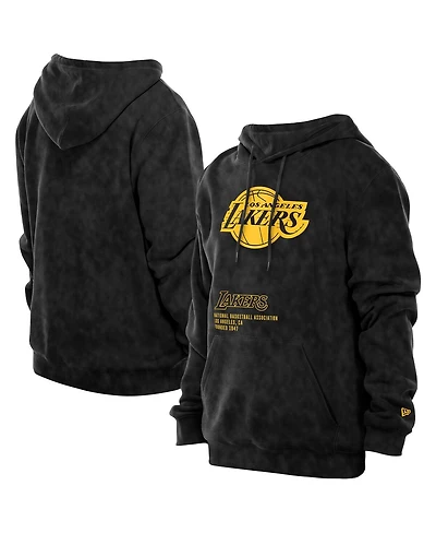 New Era Men's Black Los Angeles Lakers Sport Night Mineral Wash Pullover Hoodie