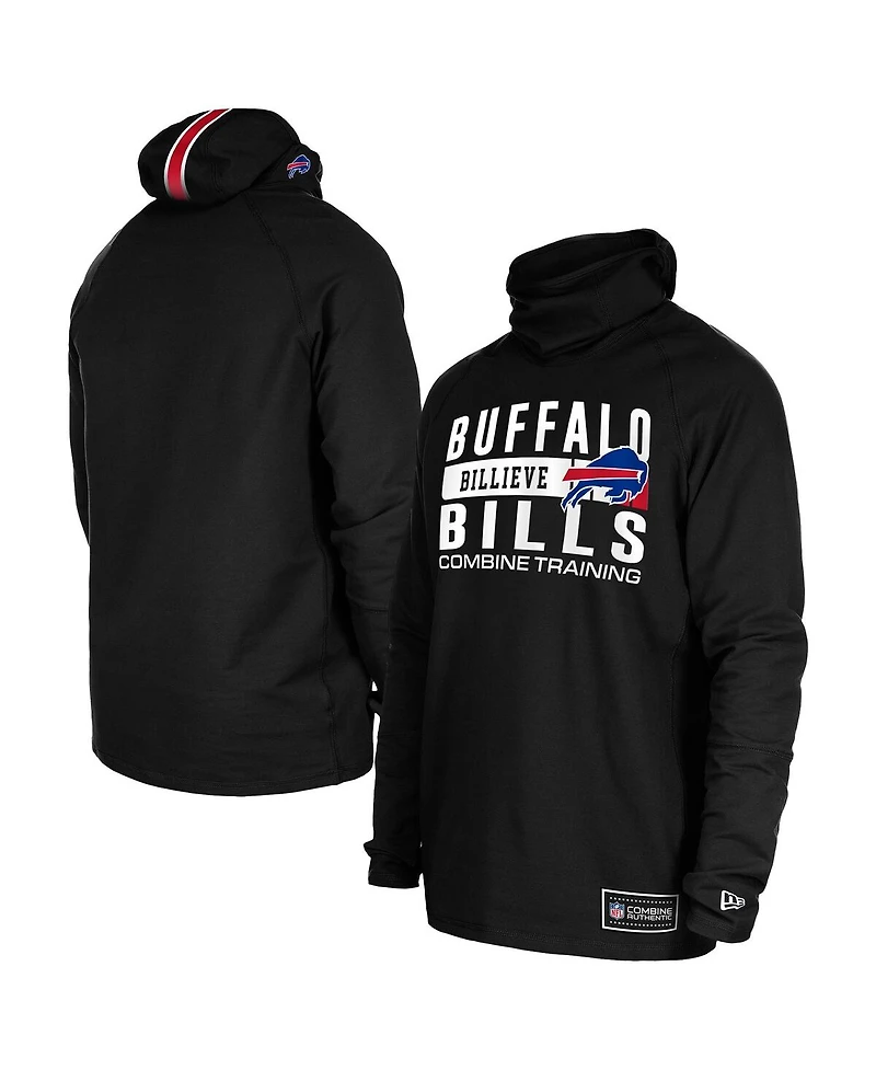 New Era Men's Black Buffalo Bills Functional Fandom Balaclava Helmet Stripe Tri-Blend Hoodie