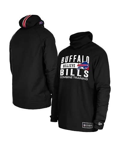 New Era Men's Black Buffalo Bills Functional Fandom Balaclava Helmet Stripe Tri-Blend Hoodie