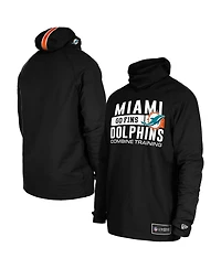 New Era Men's Black Miami Dolphins Functional Fandom Balaclava Helmet Stripe Tri-Blend Hoodie