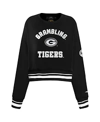 Pro Standard Women's Black Grambling Tigers Cultivated-Pearl Cropped Pullover Sweatshirt
