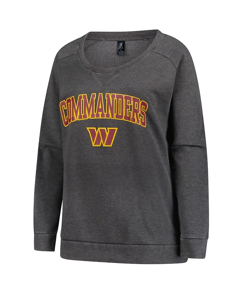 Profile Women's Charcoal Washington Commanders Plus Acid Wash Raglan Sweatshirt