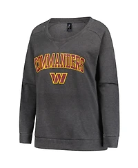 Profile Women's Charcoal Washington Commanders Plus Acid Wash Raglan Sweatshirt