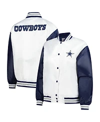 Mitchell & Ness Women's White Dallas Cowboys Plus Size Full-Snap Satin Jacket