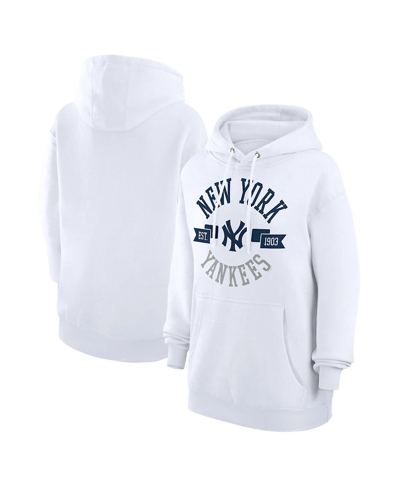 G-iii 4Her by Carl Banks Women's White New York Yankees City Graphic Pullover Hoodie