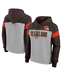 Fanatics Women's Heather Gray/Brown Cleveland Browns Bold Play Call Pullover Hoodie