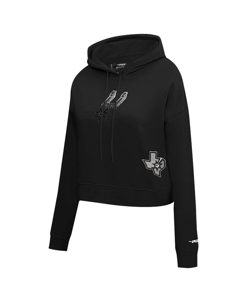 Pro Standard Women's Black San Antonio Spurs Jewels Cropped Pullover Hoodie