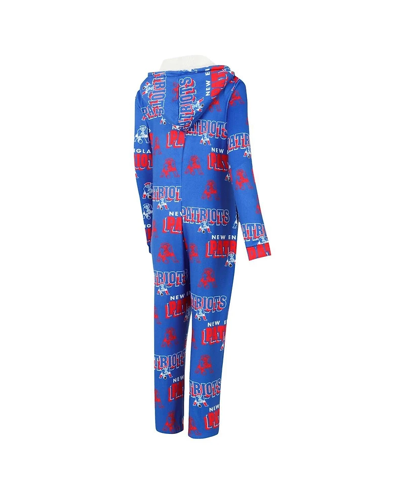 Concepts Sport Women's Royal New England Patriots Roadway Allover Print Microfleece Full-Zip Union Suit