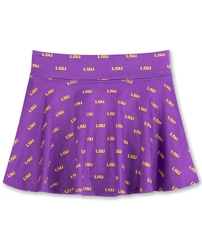 ZooZatz Big Girls Purple Lsu Tigers All-Over Print Tennis Skort