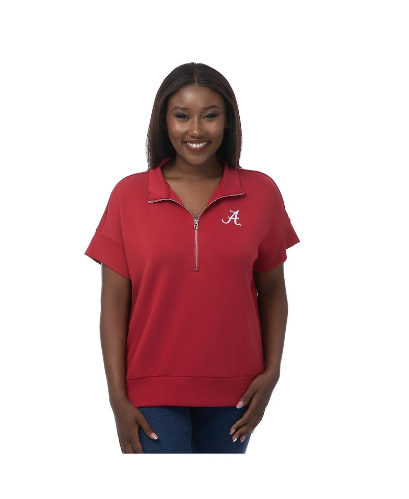 ZooZatz Women's Crimson Alabama Tide Tri-Blend Quarter-Zip Flowy Top
