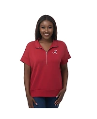 ZooZatz Women's Crimson Alabama Tide Tri-Blend Quarter-Zip Flowy Top