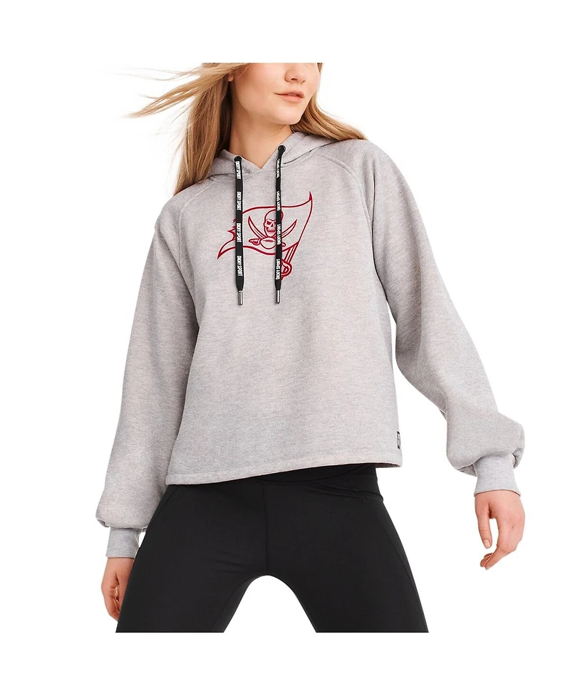 Dkny Sport Women's Heather Gray Tampa Bay Buccaneers Debbie Dolman Raglan Pullover Hoodie