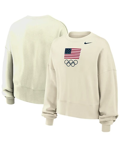 Nike Women's Cream Team Usa Oversized Phoenix Pullover Sweatshirt