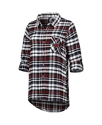 Concepts Sport Women's Black/Cardinal Arizona Cardinals Mainstay Plaid Full-Button Long Sleeve Nightshirt