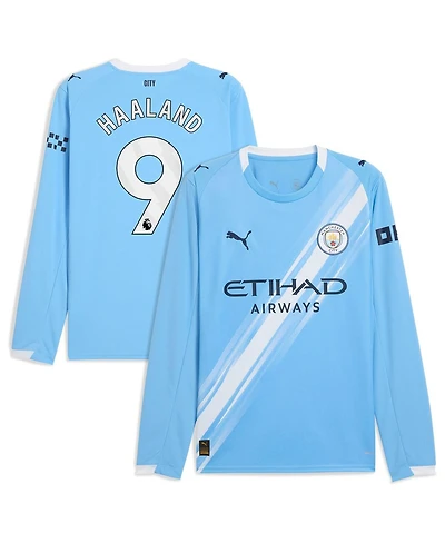Puma Men's Erling Haaland Sky Blue Manchester City 2025/26 Home Replica Long Sleeve Player Jersey
