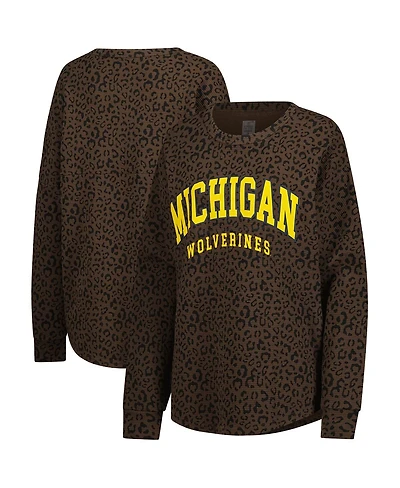 Gameday Couture Women's Brown Michigan Wolverines Leopard Oversized Sweatshirt