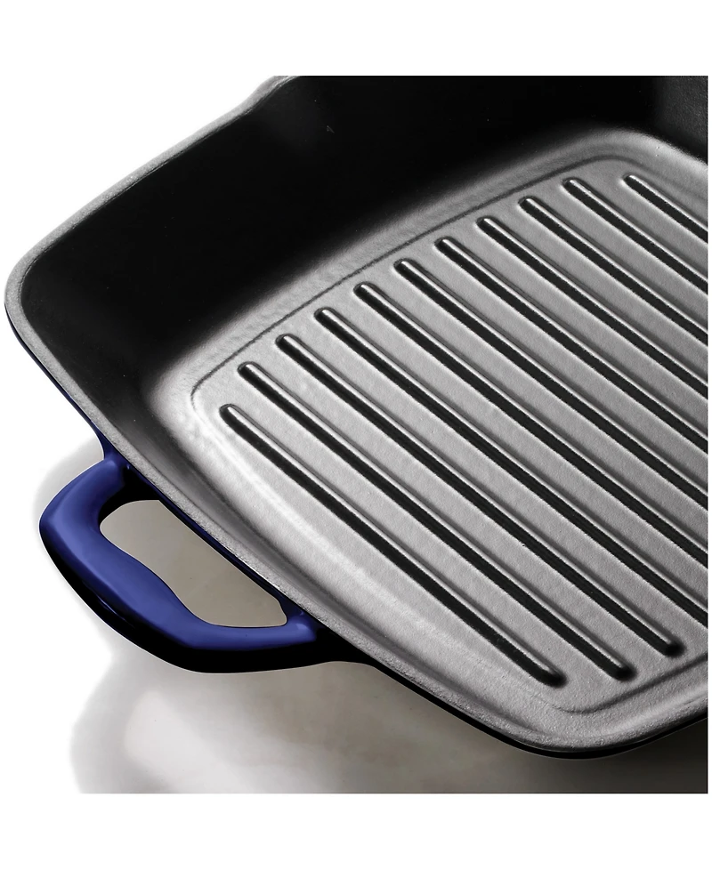 Tramontina Bestow 11-Inch Cast Iron Enameled Grill Pan with Press