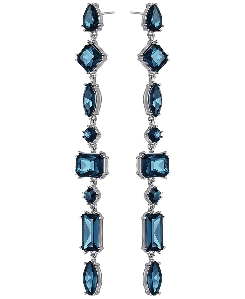 Guess Epoxy Glass Stone Silver and Gold-Tone Drop Earrings