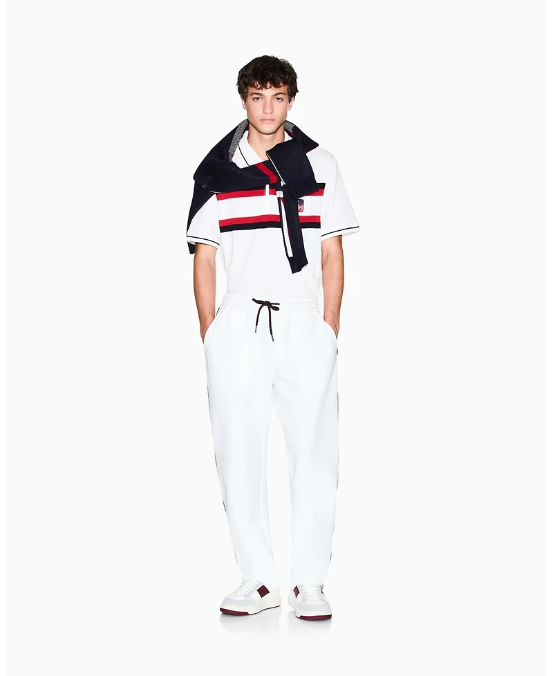 A|X Armani Exchange Men's Short Sleeve Color Block Pique Zip with Collar Tipping Polo Shirt