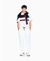 A|X Armani Exchange Men's Short Sleeve Color Block Pique Zip with Collar Tipping Polo Shirt