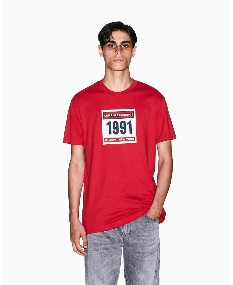 A|X Armani Exchange Men's Grid Box "1991" Logo T-Shirt