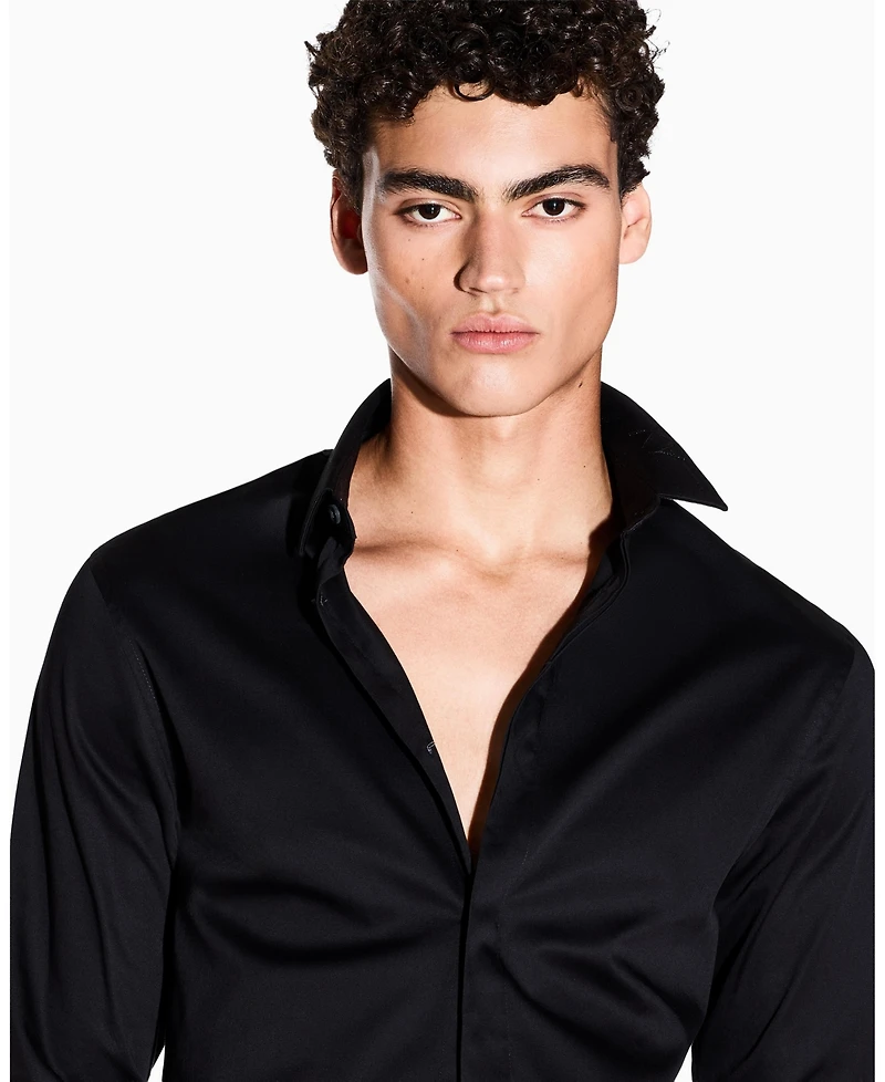A|X Armani Exchange Men's Night Lab Satin Woven Shirt