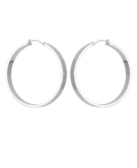 Guess Cubic Zirconia Gold and Silver-Tone Logo Hoop Earrings