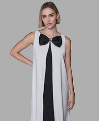Karl Lagerfeld Paris Women's Bow Detail Sleeveless Overlay Midi Dress